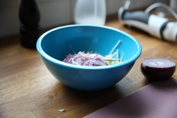 Fish Taco with Yogurt Coleslaw, Avocado and Sriracha