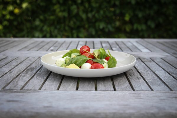 Avocado Caprese Side Salad With Fresh Basil and Nasturtium