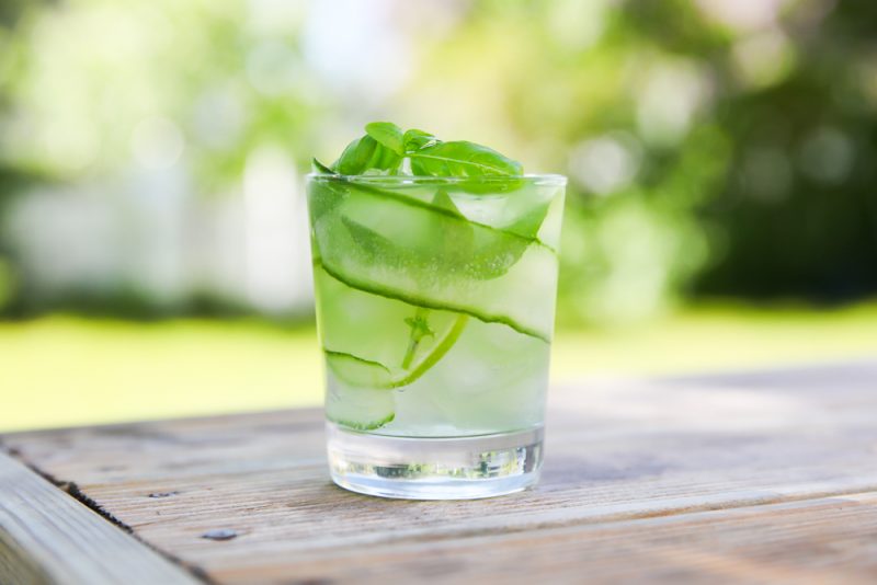 Cucumber Basil Gin and Tonic With Lime