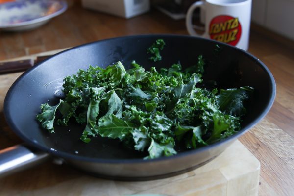 Kale Apple Side Salad with Walnuts, Celery and Dried Cranberries