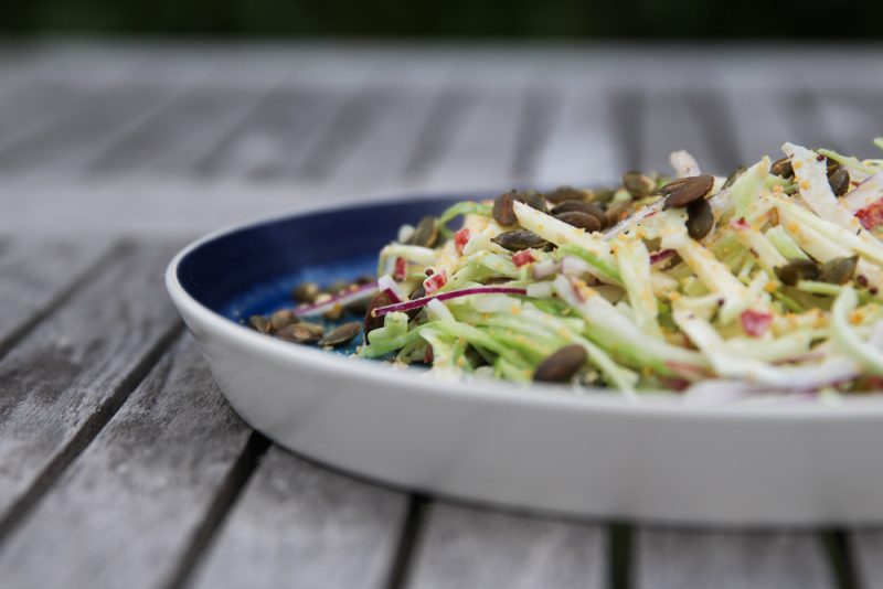 Apple Cabbage Coleslaw Side Salad With Pumpkin Seeds