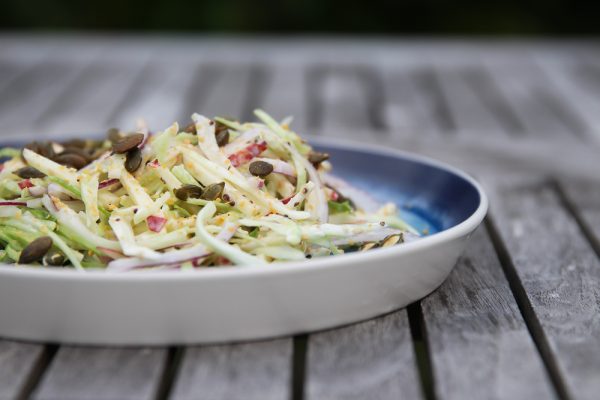 Apple Cabbage Coleslaw Side Salad With Pumpkin Seeds