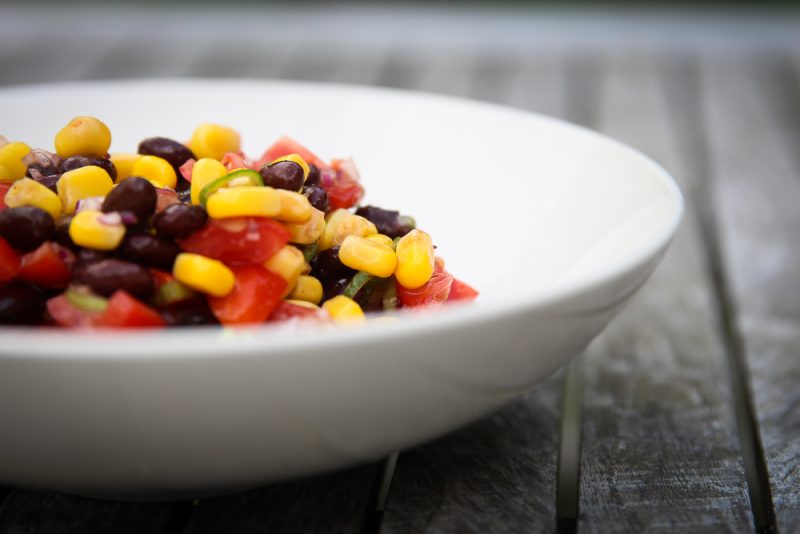 Spicy Corn Black Bean Side Salad with Tomatoes