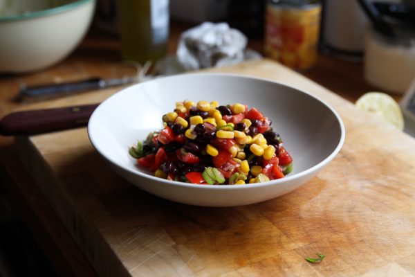 Spicy Corn Black Bean Side Salad with Tomatoes