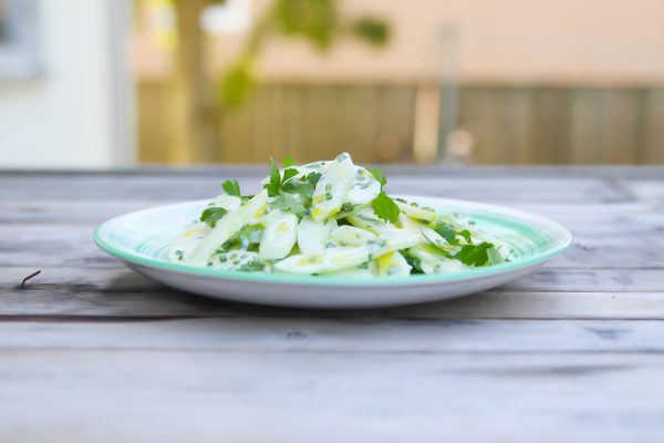 Creamy Apple Cucumber Side Salad with Parsley and Chives