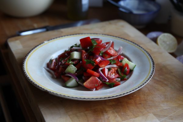 Crunchy Mediterranean Side Salad with Plenty of Vegetables