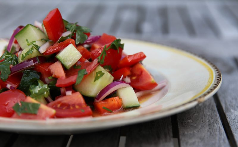 Crunchy Mediterranean Side Salad with Plenty of Vegetables