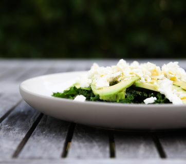 Kale Avocado and Feta Cheese Side Salad