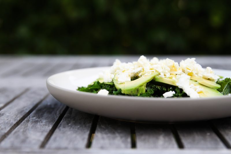 Kale Avocado and Feta Cheese Side Salad