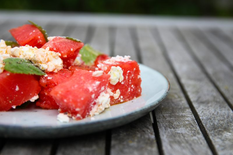 Watermelon Side Salad with Feta Cheese and Mint