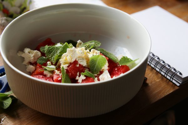 Watermelon Side Salad with Feta Cheese and Mint