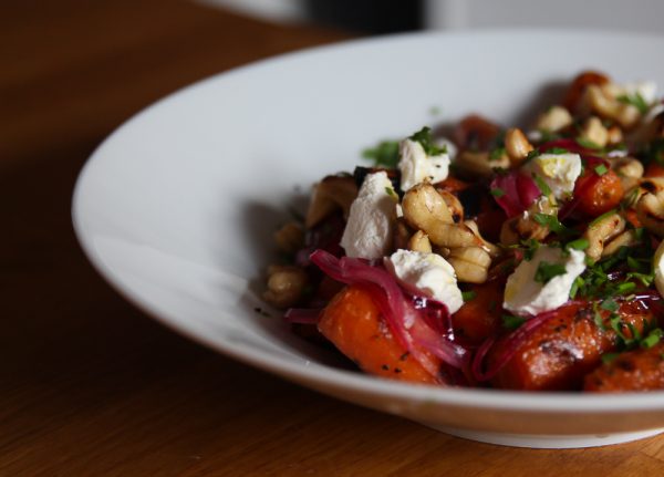 Grilled Carrots with Cashews, Pickled Onions and Yogurt