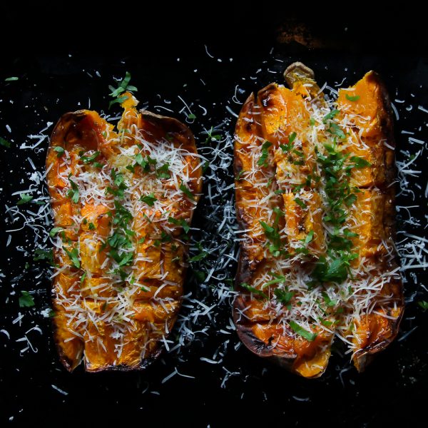 Roasted Butternut Squash with Pecorino Cheese and Parsley