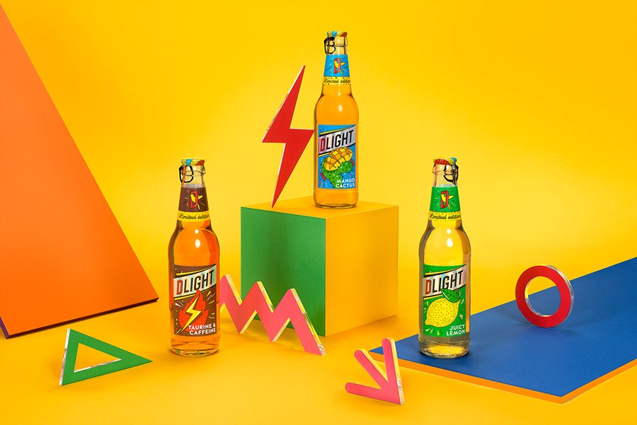 Dlight Beer Cocktail Packaging Inspired by the 1980’s