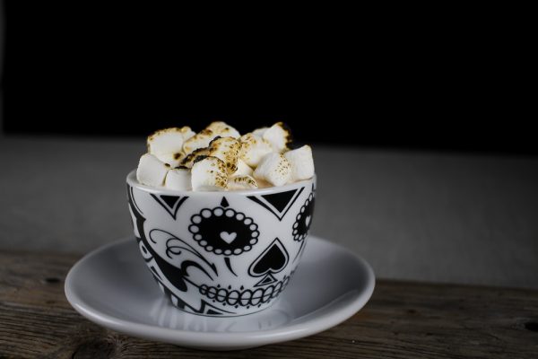 Peanut Butter Hot Chocolate with Bourbon and Marshmallows