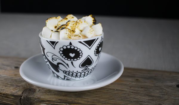 Peanut Butter Hot Chocolate with Bourbon and Marshmallows