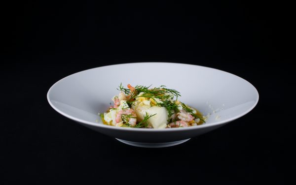 Cod with Brown Butter, Eggs, Shrimps, Dill and Horseradish