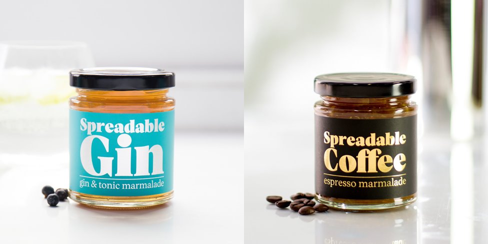 Spreadable Gin, Spreadable Beer, Spreadable Coffee, all available