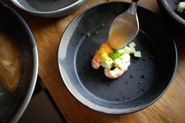 Langoustine with Granny Smith Apples, Ginger and Langoustine Vinaigrette