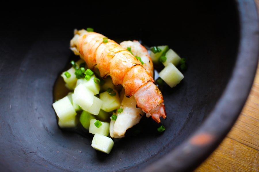 Langoustine with Granny Smith Apples, Ginger and Langoustine Vinaigrette